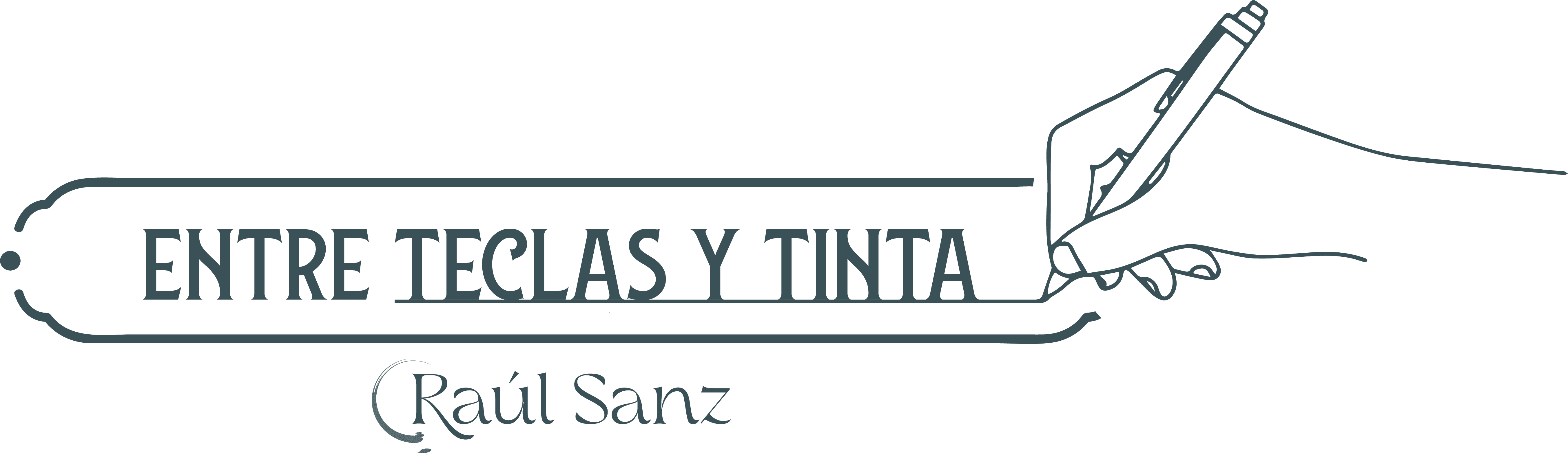 Logotipo Raúl Sanz entre teclas y tinta